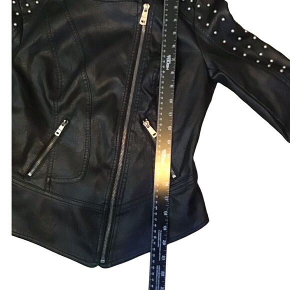 L A Coalition Jacket Black Faux Leather Studded Size XS - Picture 6 of 10